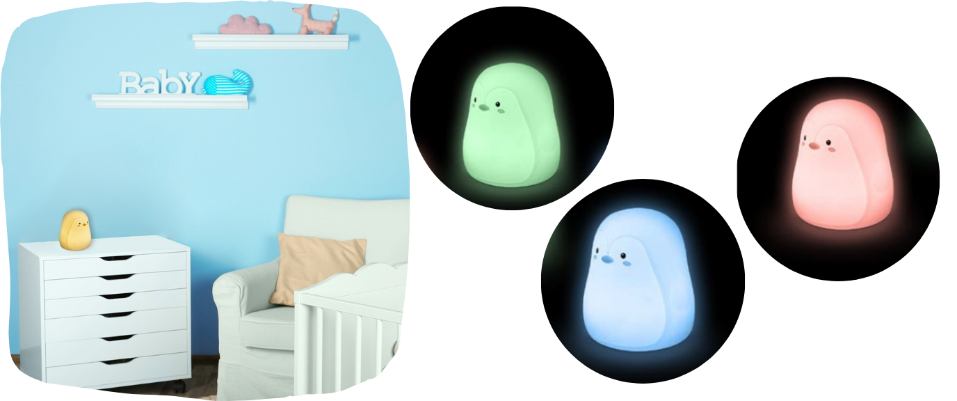 Lampy wykonane z miękkiego, trudnego do stłuczenia materiału, w kształcie zwierzątek, które zdobią pokoje dziecięce. Dostępne są z baterią.