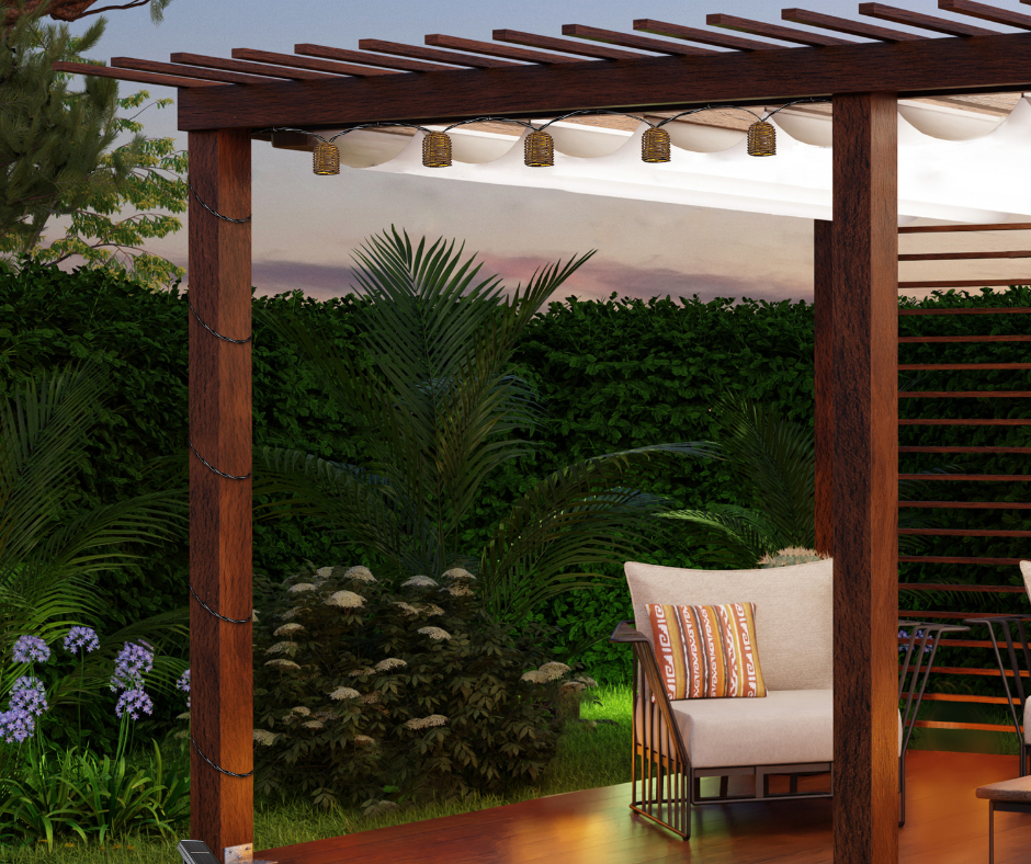 Przyjęcie w ogrodzie z nastrojowym oświetleniem